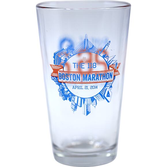 Samuel Adams 118th Boston Marathon 2014 26.2 Boston Brew 6" 16oz Pint Glass - Picture 2 of 5